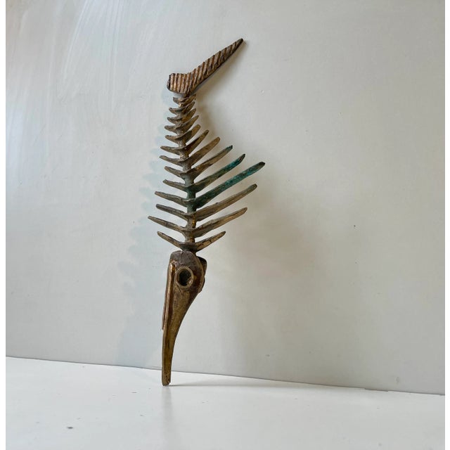 Brutalist Primeval Sword-Fish Skeleton in Bronze by Peder Evald Madsen, 1980s For Sale - Image 16 of 16