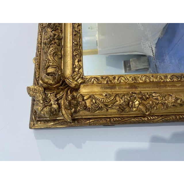 Gold Antique French Napoleon Gold Leaf Mirror, 1870s For Sale - Image 8 of 16