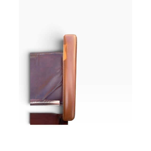 1950s Vintage Stitched Leather Chairs by Jacques Adnet, 1950s, Set of 2 For Sale - Image 5 of 10
