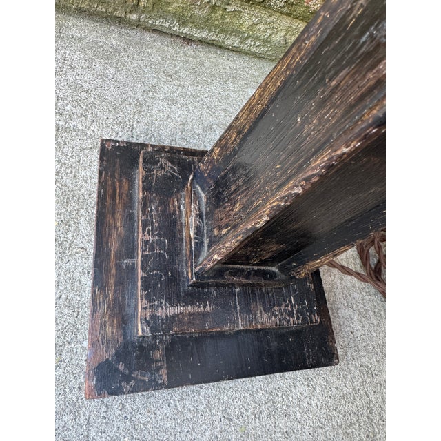 Vintage Black Wooden Table Lamp For Sale - Image 9 of 14