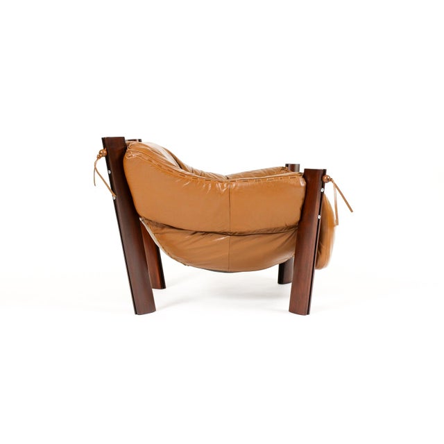 Percival Lafer Mid Century Brazilian Modernist Lounge Chair — Percival Lafer — Model Mp-211 — Brown Leather + Rosewood For Sale - Image 4 of 11