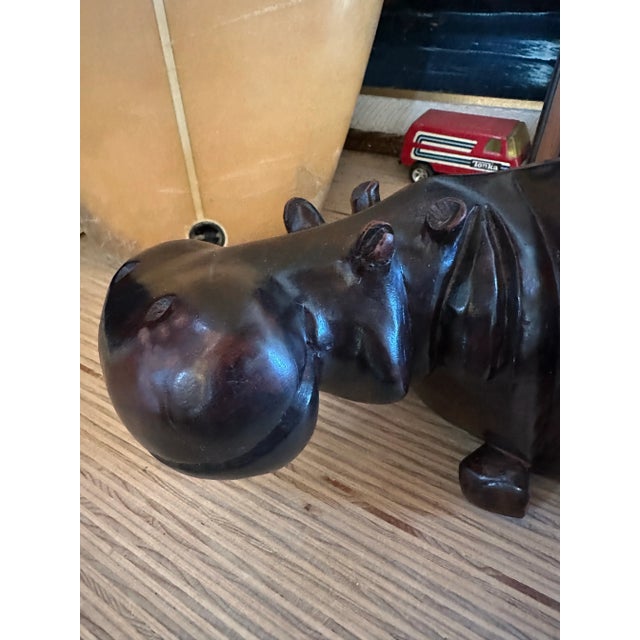 Mid 20th Century Large Hand Carved Wooden Hippopotamus For Sale In Phoenix - Image 6 of 7