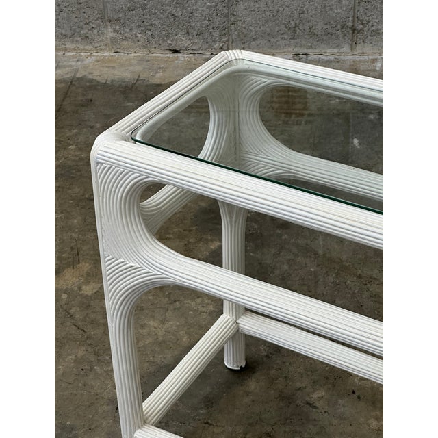 1980s Vintage Coastal Pencil Reed Console Table For Sale In Philadelphia - Image 6 of 11