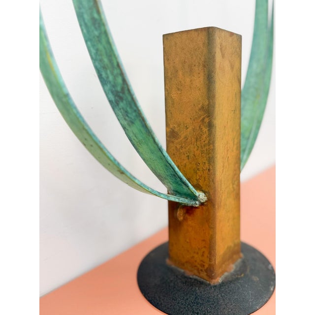 Vintage Sculpture Brutalist Rusted Steel Oxidized Bronze Horns Vase Art For Sale In Tampa - Image 6 of 12
