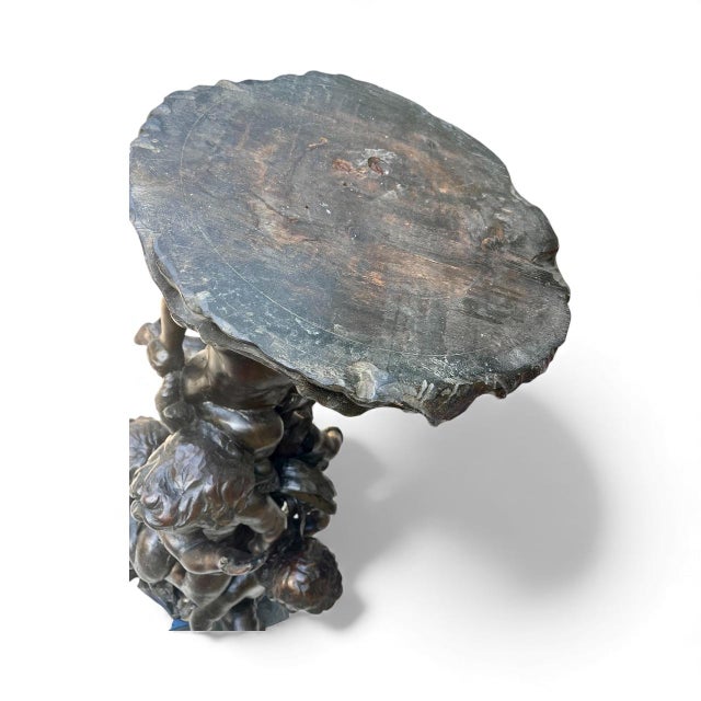 Brown Monumental Large Scale Italian Carved Wood Putti Pedestal Sculpture For Sale - Image 8 of 10