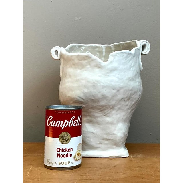 Ivory Vintage Handcrafted Ceramic Vase For Sale - Image 8 of 12