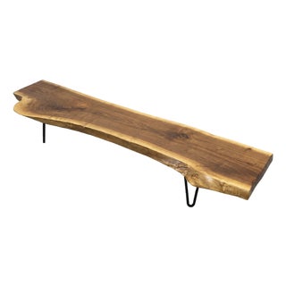Extra Long Sculptural Live Edge Wood Bench or Long Coffee Table Hairpin Legs For Sale