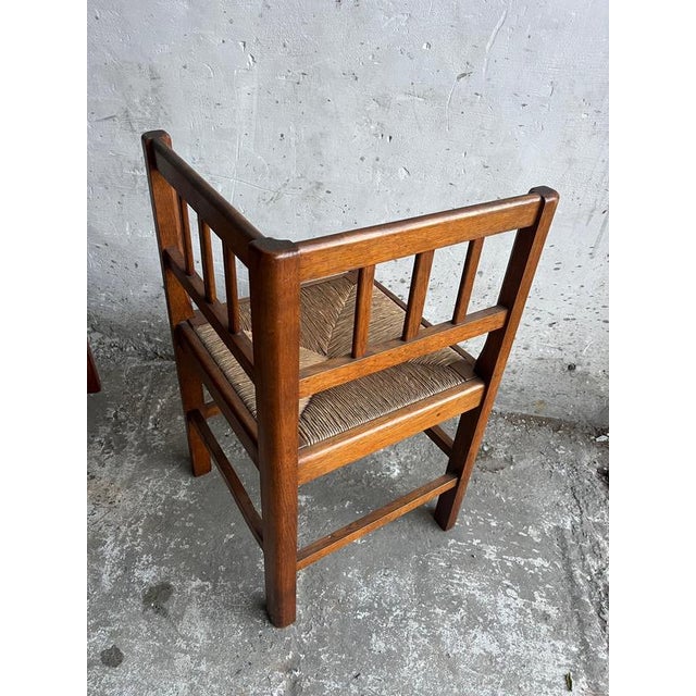 Wood Brutalist Oak Armchairs, 1950s, Set of 4 For Sale - Image 7 of 11