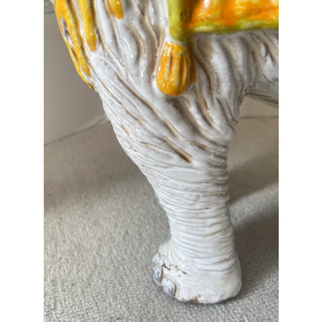 Italian Glazed Terracotta Elephant Garden Seat, 1950s For Sale - Image 9 of 10