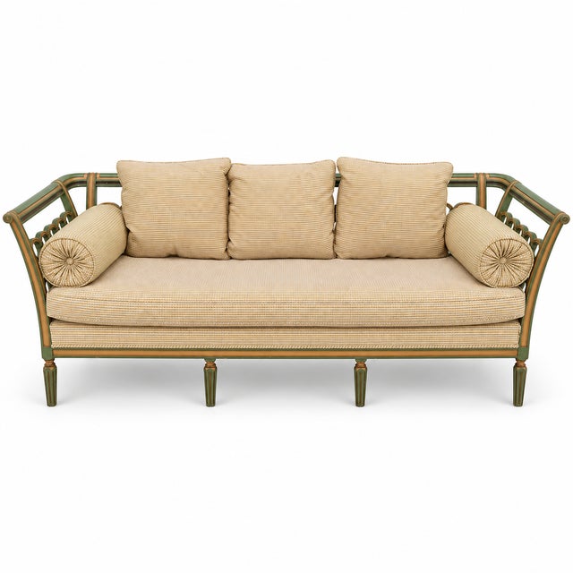 1920s Regency Style Carved and Hand Painted Daybed Settee Sofa For Sale - Image 12 of 12