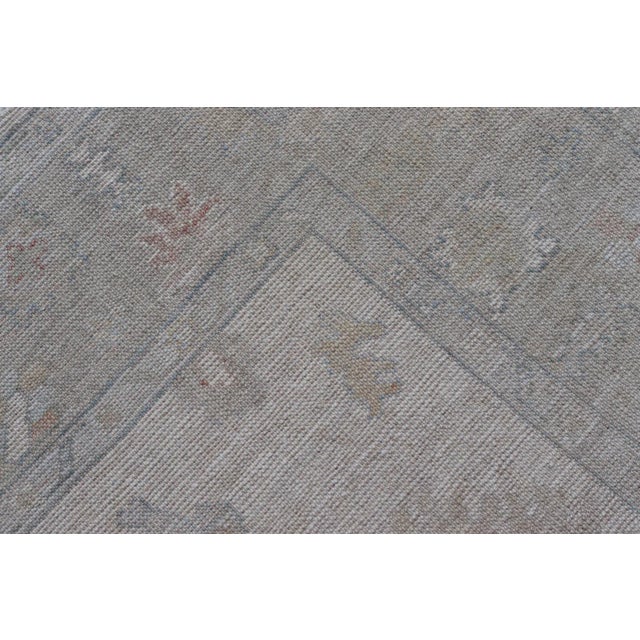 Large Oushak Rug With Floral Motifs & Muted Colorful Tones on Neutral Background For Sale - Image 12 of 12