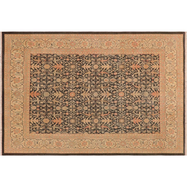 Art Nouveau Dark.green/Beige Wool Rug - 8'2'' X 9'10'' For Sale - Image 9 of 10