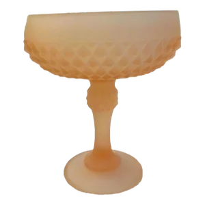 1970s Indiana Glass Pink Satin Compote