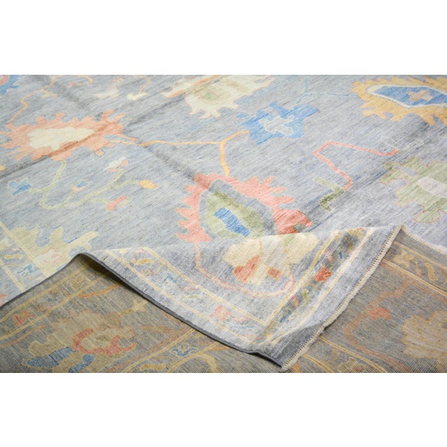 Contemporary Oushak Hand Knotted Wool Rug,12'X14'5" For Sale In New York - Image 6 of 6