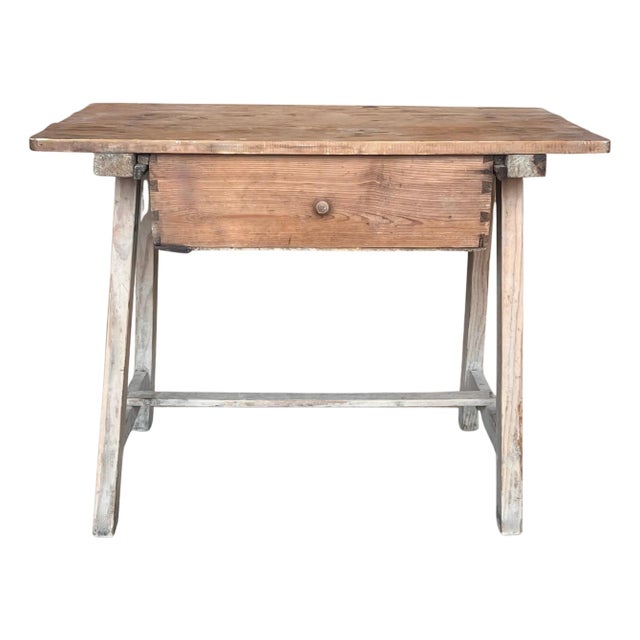 Early 19th Century Spanish Baroque Bleached Side Table with Drawer For Sale