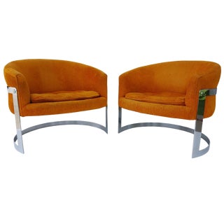 1960s Vintage Milo Baughman Barrel Back Chairs - A Pair For Sale