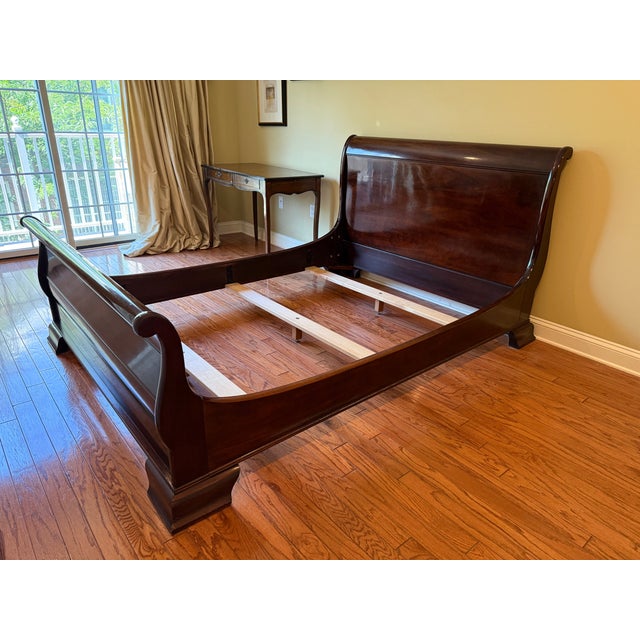Wood Stickley / E J Audi Mahogany Queen Sleigh Bed - Hampton Full Sheen Finish For Sale - Image 7 of 11