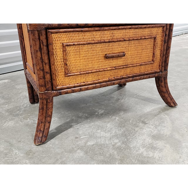 Vintage Late 20th Century Faux Bamboo & Rattan Chest of Drawers For Sale - Image 13 of 15