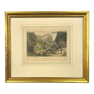 Partenkirchen, Germany (Bavarian Alps), Original Print, 1840 (Framed) For Sale