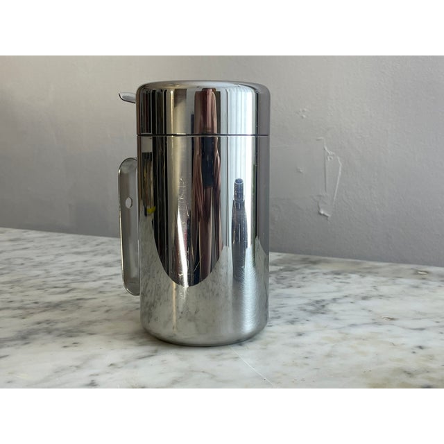 1980s Vintage Guzzini G-Plus Stainless Steel Thermal Milk Jug / Small Carafe For Sale - Image 5 of 9