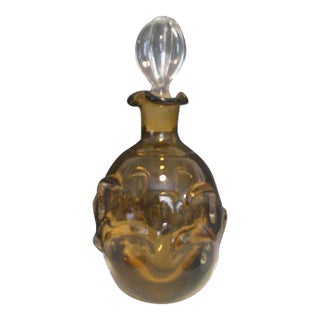 Vintage Scandinavian Aseda Sweden Amber Glass Decanter Bo Borgström 1960s For Sale