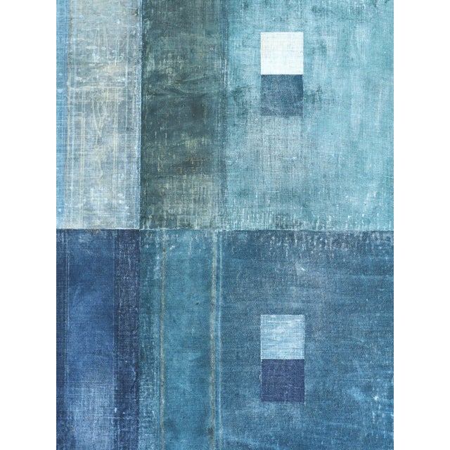 Blue Contemporary 'Geometric Collage in Blues' Original Abstract Mixed Media Painting by British Artist Dave Boyd, Framed For Sale - Image 8 of 10
