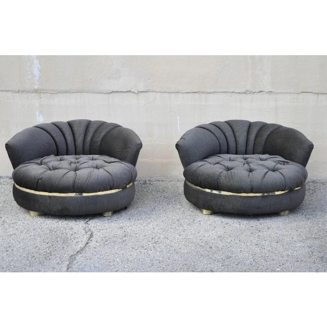 Mid Century Modern Large Milo Baughman Style Round Black Club Lounge Chair For Sale - Image 10 of 12