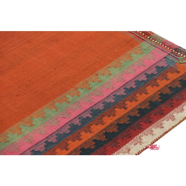 Vintage Qashqai Persian Kilim in Red, Orange, and Blue Tones - Rug & Kilim For Sale In New York - Image 6 of 8