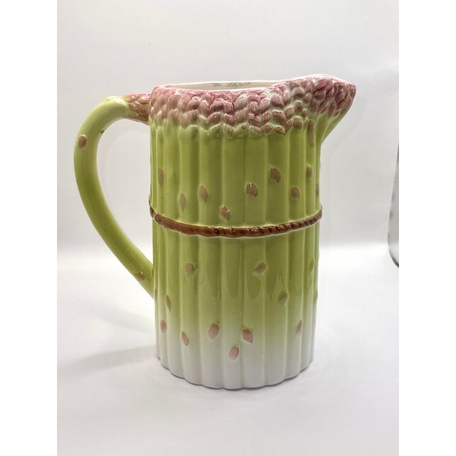 Asparagus Late 20th Century Majolica Asparagus Water Pitcher For Sale - Image 8 of 8