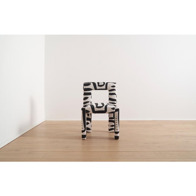 Black Angle II Armless Dining Chair in Grace Black Tuxedo Print For Sale - Image 8 of 8