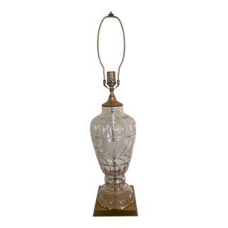 Late 20th Century Wildwood Crystal and Brass Lamp With Leaf and Vine Motif For Sale