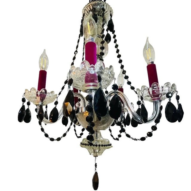 Metal Karen Curtis’ Red & Black Strass Swarovski Crystal Chandelier, Antique Frame For Sale - Image 7 of 12