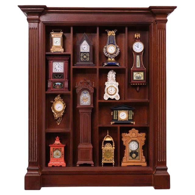Small Franklin Mint Clocks with Wall Unit, 1980s, Set of 13 For Sale