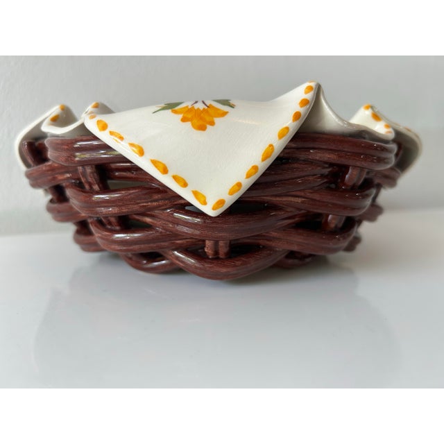 Mid 20th Century Faux Napkin Majolica Serving Dish- Made in Portugal For Sale - Image 4 of 8