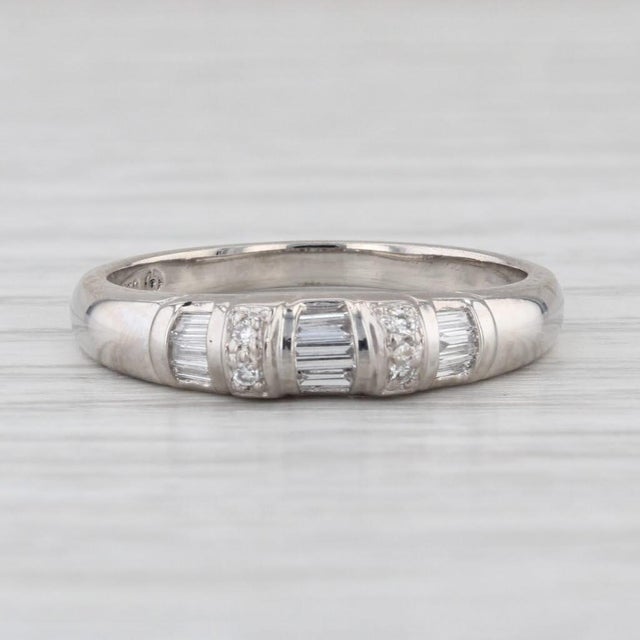 Platinum 0.27ctw Diamond Wedding Band 950 Platinum Stackable Ring Size 6.5 For Sale - Image 8 of 8