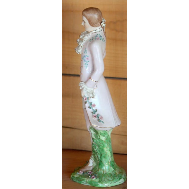 Art Nouveau Vintage Lee Wollard China Porcelain Gentleman's Lace Figurine Lynn Signed For Sale - Image 3 of 8