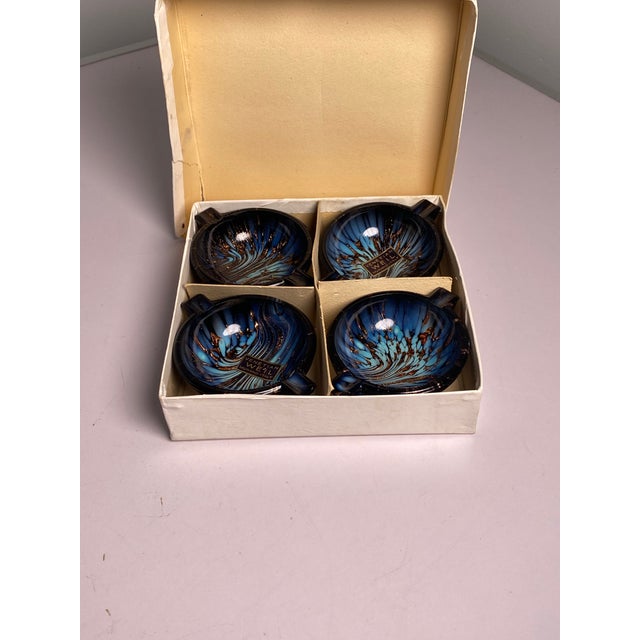 Murano 1960s Mid-Century Modern Murano Blue Copper Aventurine Ashtrays & Trinket Dishes - Set of 4 For Sale - Image 4 of 9
