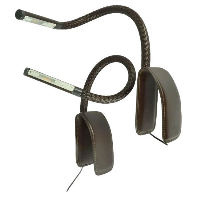 Chocolate Brown Leather Clip Lamps from Poltrona Frau, 2000s, Set of 2 For Sale