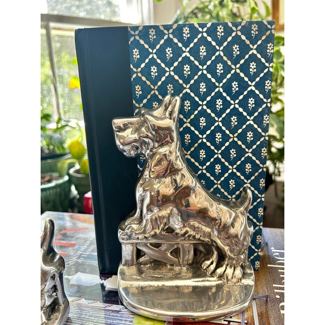 Mid 20th Century Vintage Hoselton of Canada Cast Aluminum Scottie Dog Bookends Signed and Numbered - A Pair For Sale - Image 5 of 10