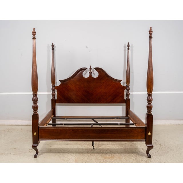 Age: Approx: 30 Years Old Details: Dark Cherry Mahogany Finish Queen Anne Legs & Pad Feet Traditional Style Pediment...