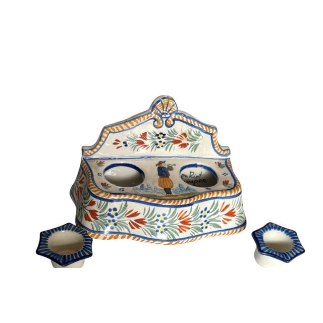 Hand painted in France. Lovely early 1900s signed HenRoit Quimper. Has the makers number signed at 95. It’s done in a...