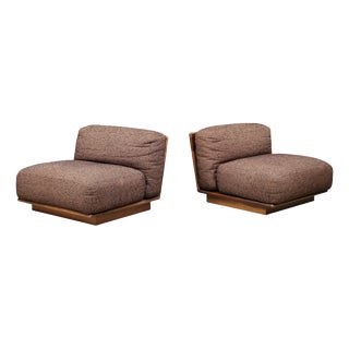 Pianura Lounge Chairs in Walnut by Mario Bellini for Cassina, Italy, 1971, Set of 2 For Sale