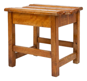 Industrial Brutalist Wooden Stool, Belgium, 1920s