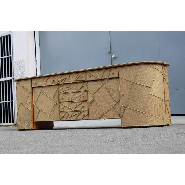 Large Vintage Low Bamboo Sideboard, Italy, 1970s For Sale - Image 12 of 18