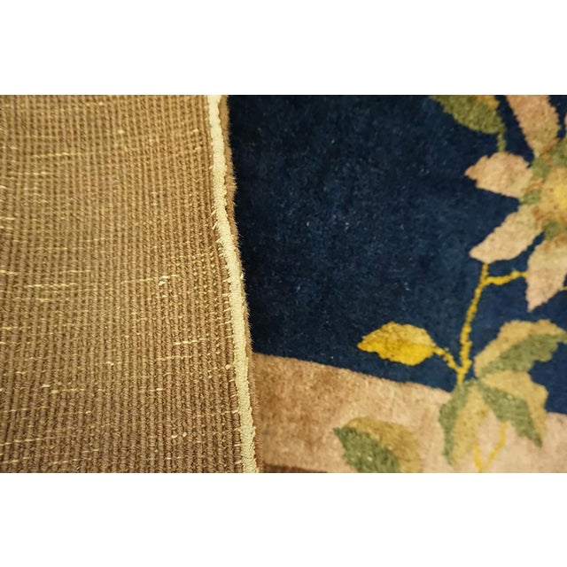 1920s Blue Navy Floral Modern Handknotted Antique Chinese Art Deco Rug 9' X 11'9" Wool Carpet For Sale - Image 9 of 9