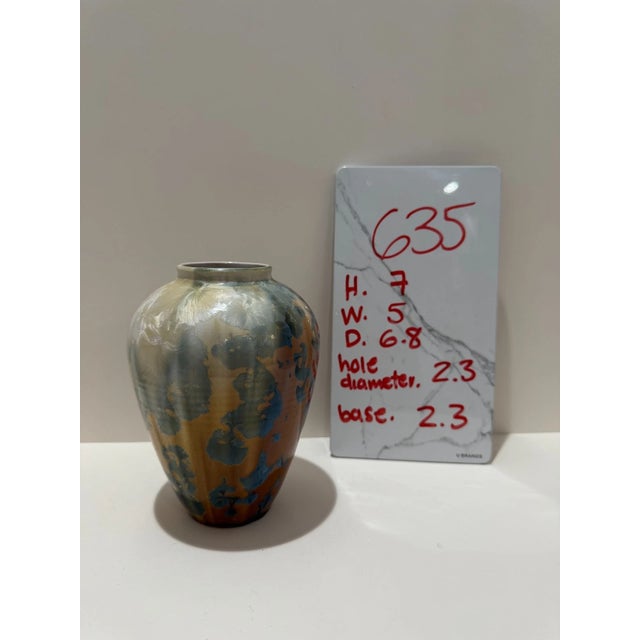 Phil Morgan Crystalline Glaze Studio Pottery Vase 7in Signed Modern Art Ceramic For Sale - Image 9 of 9
