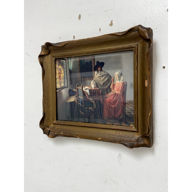 Baroque Antique Johannes Vermeer "The Glass of Wine" Print, Framed For Sale - Image 3 of 12