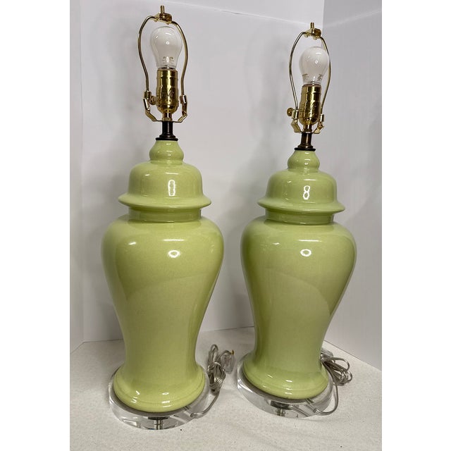1970s Lemongrass Ginger Jar Table Lamps - a Pair For Sale - Image 11 of 11
