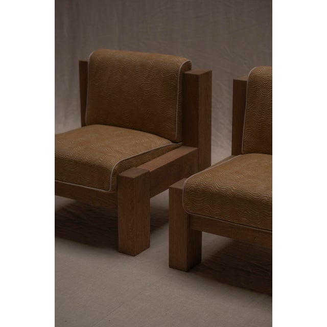 Wood Brutalist Oak Easy Chairs, 1970s, Set of 2 For Sale - Image 7 of 16