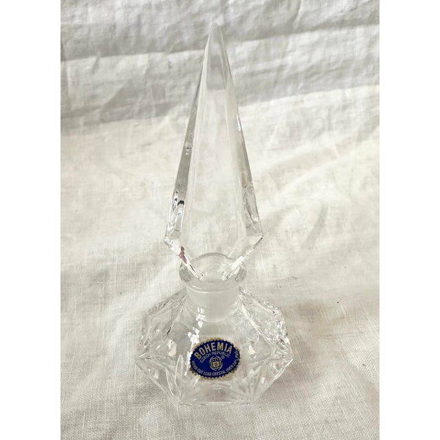 Bohemia Vintage Bohemia Hand Cut Crystal Perfume Bottle For Sale - Image 4 of 6